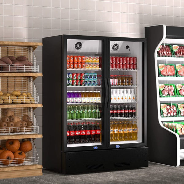 English Elm Commercial Upright Glass Door Beverage Cooler with LED Modes and ETL Approval 17 Cu Ft W1192P222766