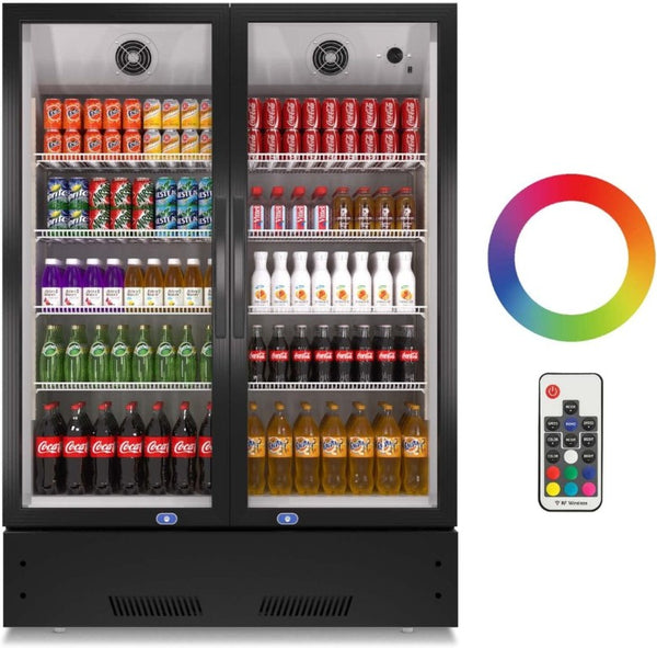 English Elm Commercial Upright Glass Door Beverage Cooler with LED Modes and ETL Approval 17 Cu Ft W1192P222766