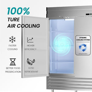 English Elm 54W 54\W Stainless Steel Two Door Reach-In Freezer 49 Cu Ft Smart Thermostat LED W1192P247962