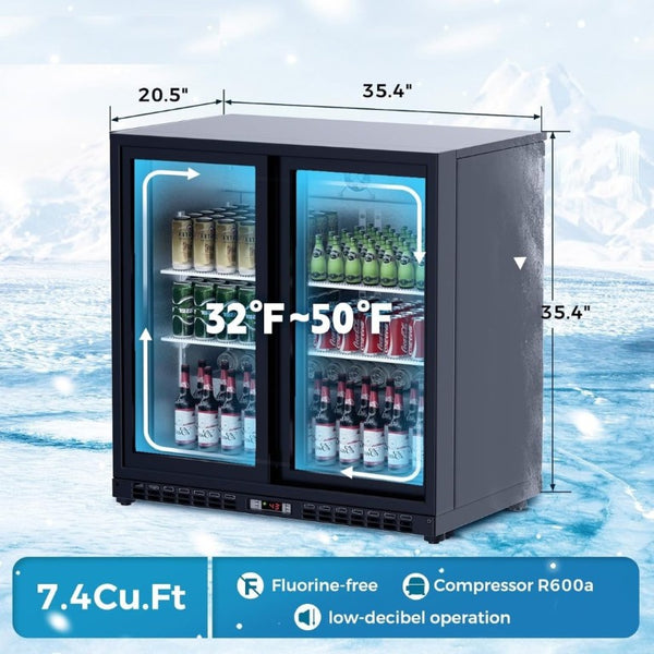 English Elm 7.4 Cu Ft Back Bar Cooler with Dual Low-E Sliding Glass Doors and LED Display W1192P248472