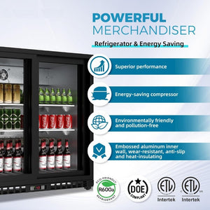 English Elm 7.4 Cu Ft Back Bar Cooler with Dual Low-E Sliding Glass Doors and LED Display W1192P248472