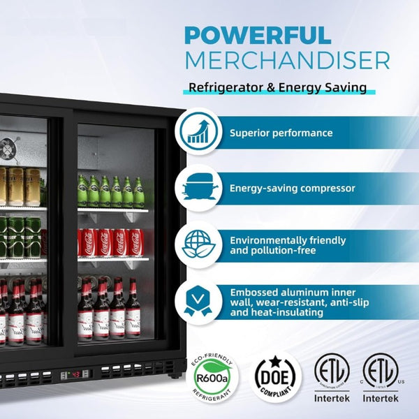 English Elm 7.4 Cu Ft Back Bar Cooler with Dual Low-E Sliding Glass Doors and LED Display W1192P248472