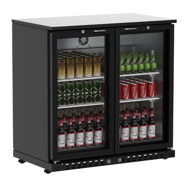 English Elm 7.4 Cu Ft Commercial Back Bar Cooler Dual Glass Doors Anti Fog LED Beverage Fridge W1192P248486