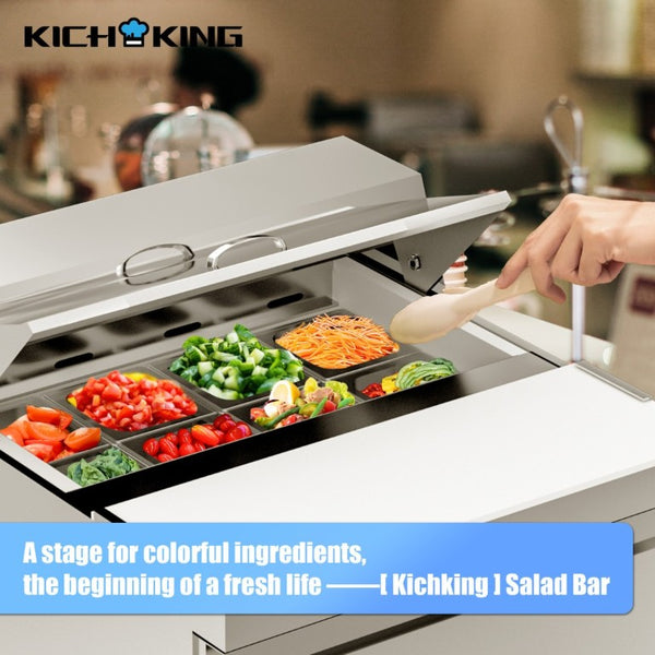 English Elm 27 Inch Stainless Steel Sandwich Prep Refrigerator Fan Cooled with Board and 8 Pans W1192P262166