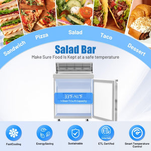 English Elm 27 Inch Stainless Steel Sandwich Prep Refrigerator Fan Cooled with Board and 8 Pans W1192P262166