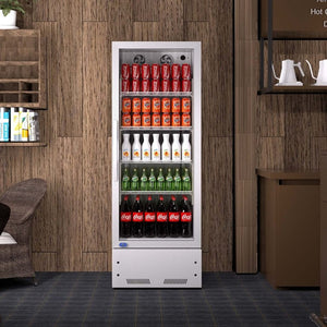 English Elm Commercial Reach in Beverage Cooler Upright Glass Door Fridge with LED Lighting 8 Cu Ft W1192P272533