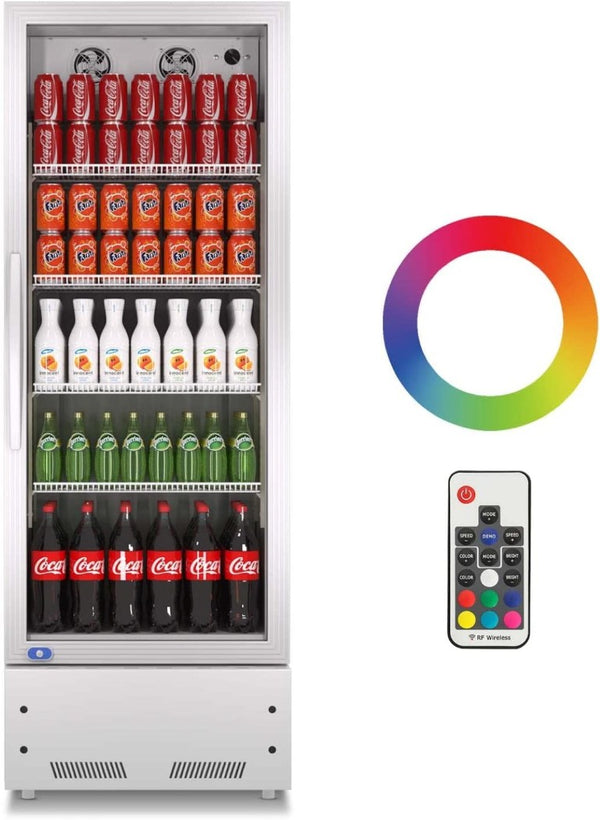 English Elm Commercial Reach in Beverage Cooler Upright Glass Door Fridge with LED Lighting 8 Cu Ft W1192P272533
