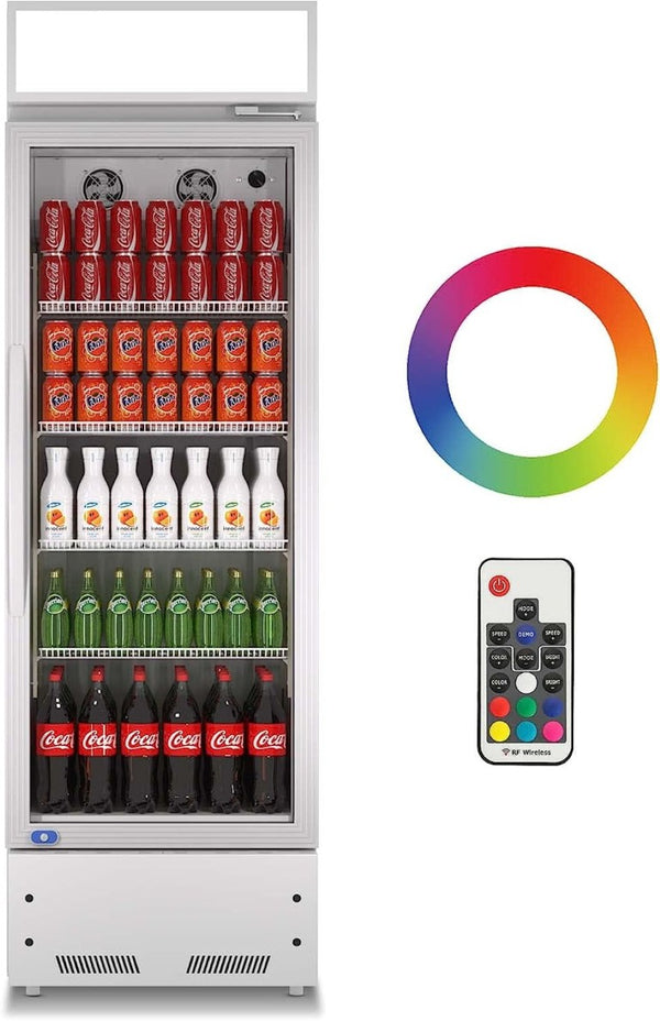 English Elm Refrigeration Single Glass Door Upright Beverage Merchandiser with LED Lighting 16.5 Cu Ft W1192P272541