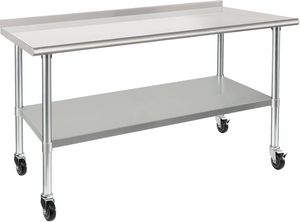 English Elm Stainless Steel Commercial Prep Table with Locking Casters and Adjustable Lower Shelf W1192P293662
