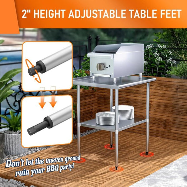 English Elm Stainless Steel Nsf Work Table with Adjustable Undershelf for Commercial Kitchen Use W1192P301144