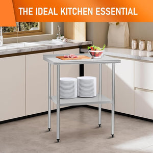 English Elm Stainless Steel Nsf Work Table with Adjustable Undershelf for Commercial Kitchen Use W1192P301144