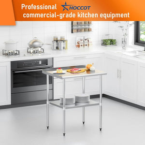 English Elm Stainless Steel Nsf Work Table with Adjustable Undershelf for Commercial Kitchen Use W1192P301144