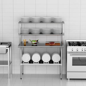English Elm Double Tier Stainless Steel Overshelf Nsf Certified 330lb Capacity for Kitchen Prep W1192P301183