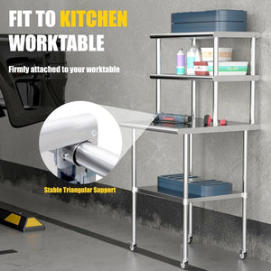English Elm Double Tier Stainless Steel Overshelf Nsf Certified Heavy Duty Kitchen Prep Storage W1192P301315