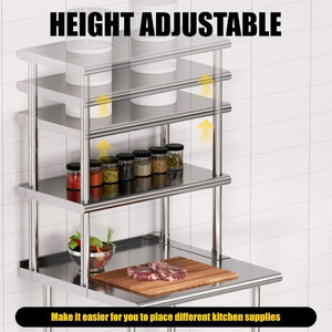 English Elm Double Tier Stainless Steel Overshelf Nsf Certified Heavy Duty Kitchen Prep Storage W1192P301315