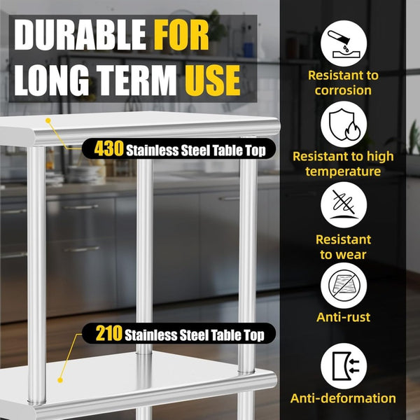 English Elm Double Tier Stainless Steel Overshelf Nsf Certified Heavy Duty Kitchen Prep Storage W1192P301315