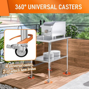 English Elm Stainless Steel Nsf Certified Commercial Prep Table with Wheels and Adjustable Undershelf W1192P301423