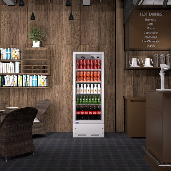 English Elm Commercial Upright Beverage Cooler with LED Display and Glass Swing Door 10.9 Cu Ft W1192P325013