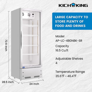 English Elm 16.5 Cu Ft Commercial Reach in Beverage Cooler with LED Lighting and Defogging Glass Door W1192P325017