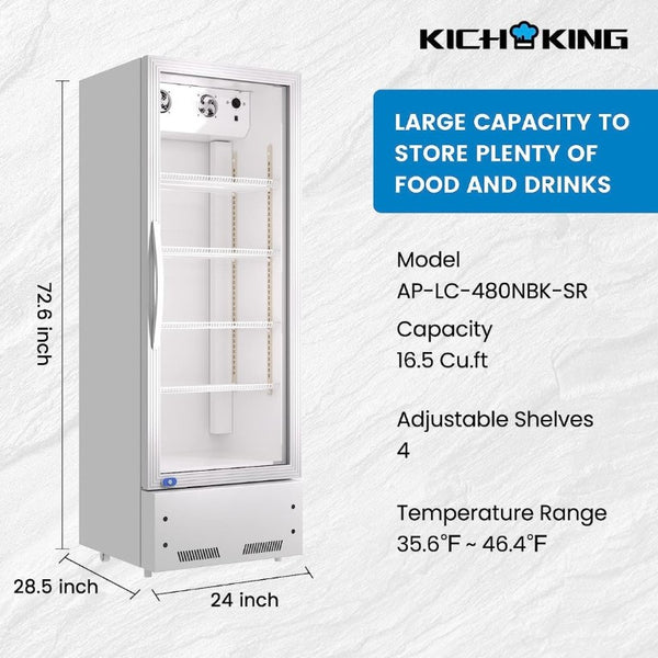 English Elm 16.5 Cu Ft Commercial Reach in Beverage Cooler with LED Lighting and Defogging Glass Door W1192P325017
