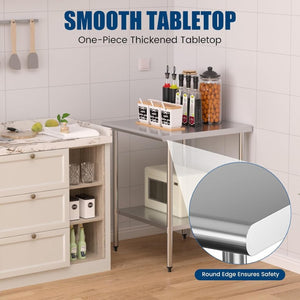 English Elm Stainless Steel Nsf Prep Table with Adjustable Undershelves for Commercial Use W1192P326234