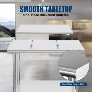 English Elm Stainless Steel Nsf Prep Table with Adjustable Undershelves for Commercial Use W1192P326234