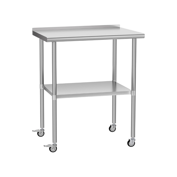 English Elm Stainless Steel Nsf Commercial Prep Table with Backsplash Adjustable Shelf and Locking Wheels W1192P326255