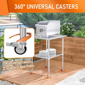 English Elm Stainless Steel Nsf Commercial Prep Table with Backsplash Adjustable Shelf and Locking Wheels W1192P326255