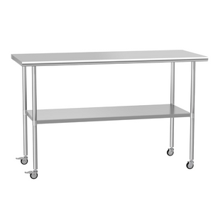 English Elm Stainless Steel Nsf Certified Prep Table with Locking Wheels and Adjustable Undershelf W1192P340898