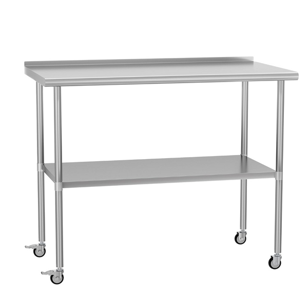 English Elm Stainless Steel Nsf Certified Commercial Worktable with Locking Casters and Adjustable Shelf W1192P341043