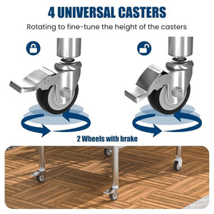 English Elm Stainless Steel Nsf Certified Commercial Worktable with Locking Casters and Adjustable Shelf W1192P341043
