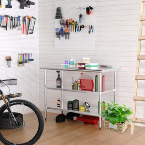 English Elm Stainless Steel Nsf Certified Prep Table with Adjustable Shelves for Kitchen or Garage W1192P341063