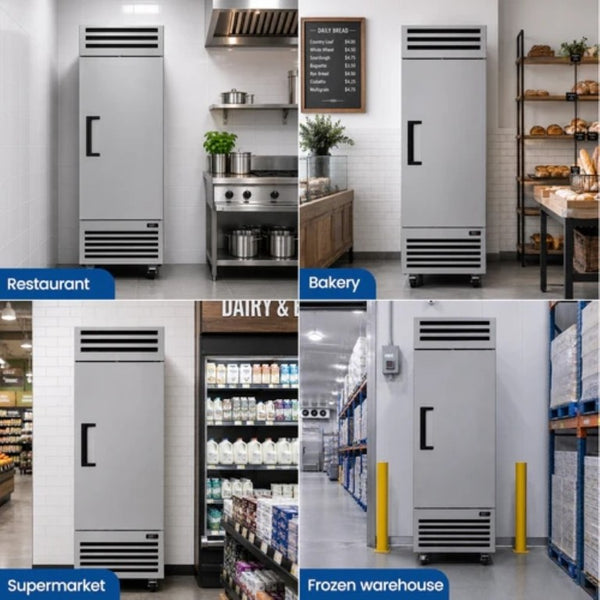 English Elm 27W Stainless Steel Reach-In Commercial Freezer 23 Cu Ft with Smart Thermostat LED Shelves W1192P485781