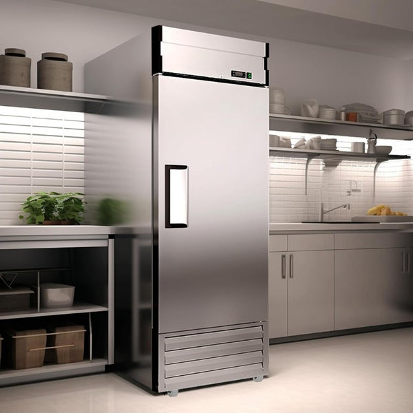 English Elm 29W Stainless Reach-In Freezer 23 Cu Ft Smart Thermostat LED Interior Three Shelves W1192P485791