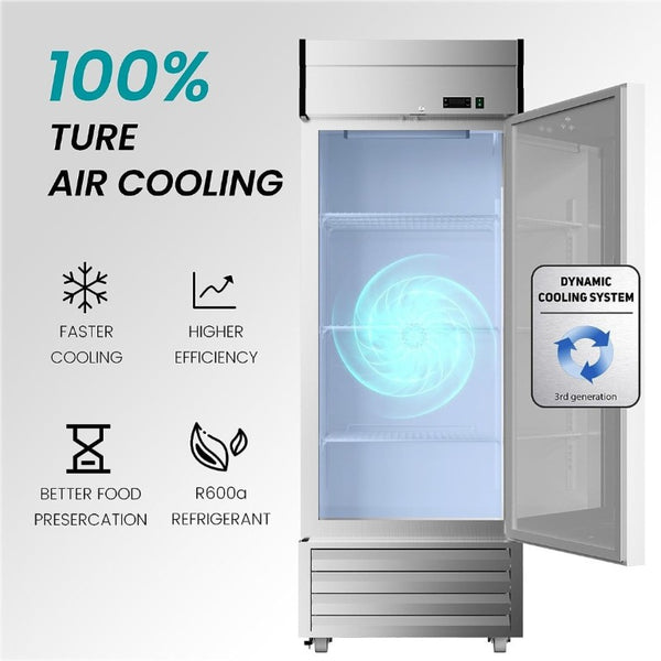 English Elm 29 Inch Stainless Steel Commercial Reach-In Refrigerator 23 Cu Ft Smart Cooling LED W1192P485794