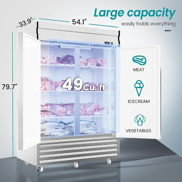 English Elm 54W Stainless Steel Reach-In Commercial Freezer 49 Cu Ft Dynamic Cooling Six Shelves W1192P485802