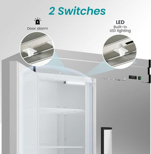 English Elm 54W Stainless Steel Reach-In Commercial Freezer 49 Cu Ft Dynamic Cooling Six Shelves W1192P485802