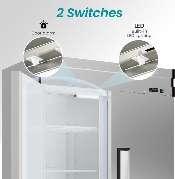English Elm 54W Stainless Steel Reach-In Commercial Freezer 49 Cu Ft Dynamic Cooling Six Shelves W1192P485802