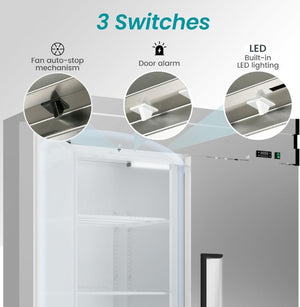 English Elm Two Door Stainless Reach in Refrigerator 49 Cu Ft Dynamic Cooling Six Shelves LED W1192P485805