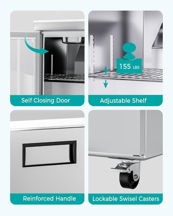 English Elm Commercial Undercounter Worktop Freezer Stainless Steel Digital Control for Restaurants W1192P485821