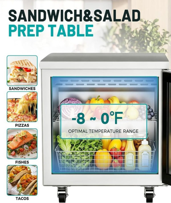 English Elm Commercial Undercounter Worktop Freezer Stainless Steel Digital Control for Restaurants W1192P485821