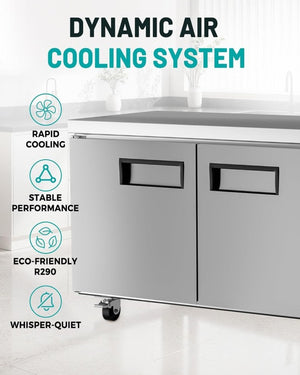 English Elm New 72 Inch Stainless Steel Undercounter Prep Station with NSF ETL Certified Cooling W1192P485880