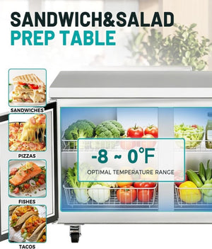 English Elm New 72 Inch Stainless Steel Undercounter Prep Station with NSF ETL Certified Cooling W1192P485880
