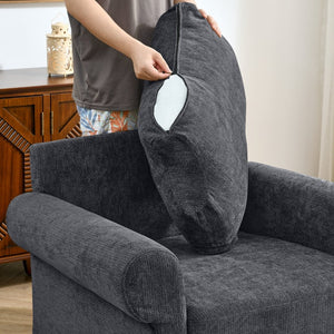 English Elm 37.5" Wide Chenille Armchair with Ottoman Plush Foam Seat for Bedroom Lounge Grey W1193P486036