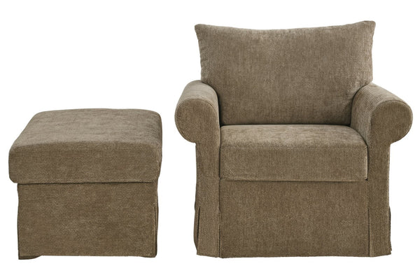 English Elm 37.5" Wide Chenille Armchair with Ottoman Plush Foam Seat for Bedroom Lounge W1193P486066