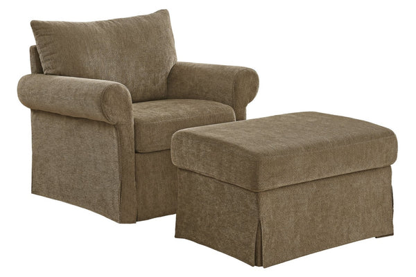English Elm 37.5" Wide Chenille Armchair with Ottoman Plush Foam Seat for Bedroom Lounge W1193P486066