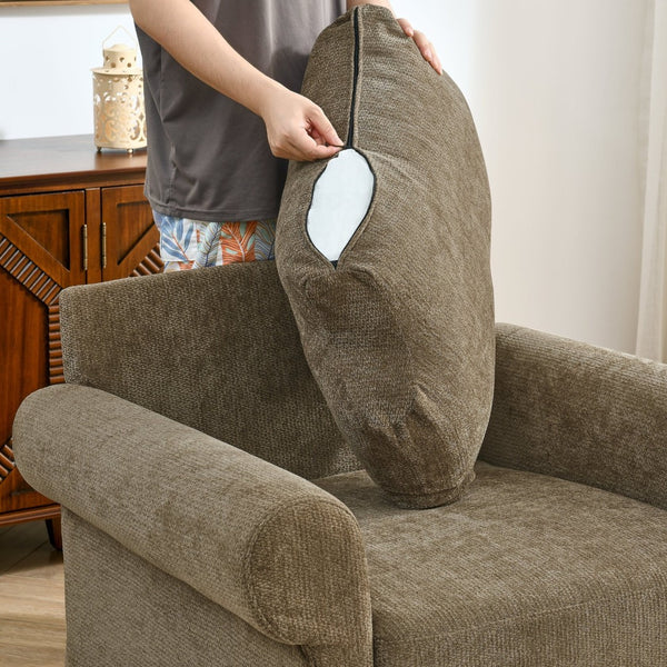 English Elm 37.5" Wide Chenille Armchair with Ottoman Plush Foam Seat for Bedroom Lounge W1193P486066