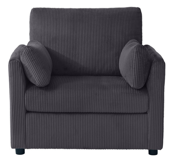 English Elm 37.75" Corduroy Oversized Armchair with Side Pockets Solid Wood Frame Lounge Seating Grey W1193P486070