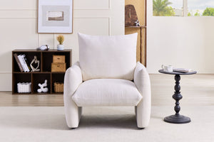 English Elm Modern Chenille Accent Chair Oversized Plush Armchair for Bedroom or Living Room Beige W1193P488049