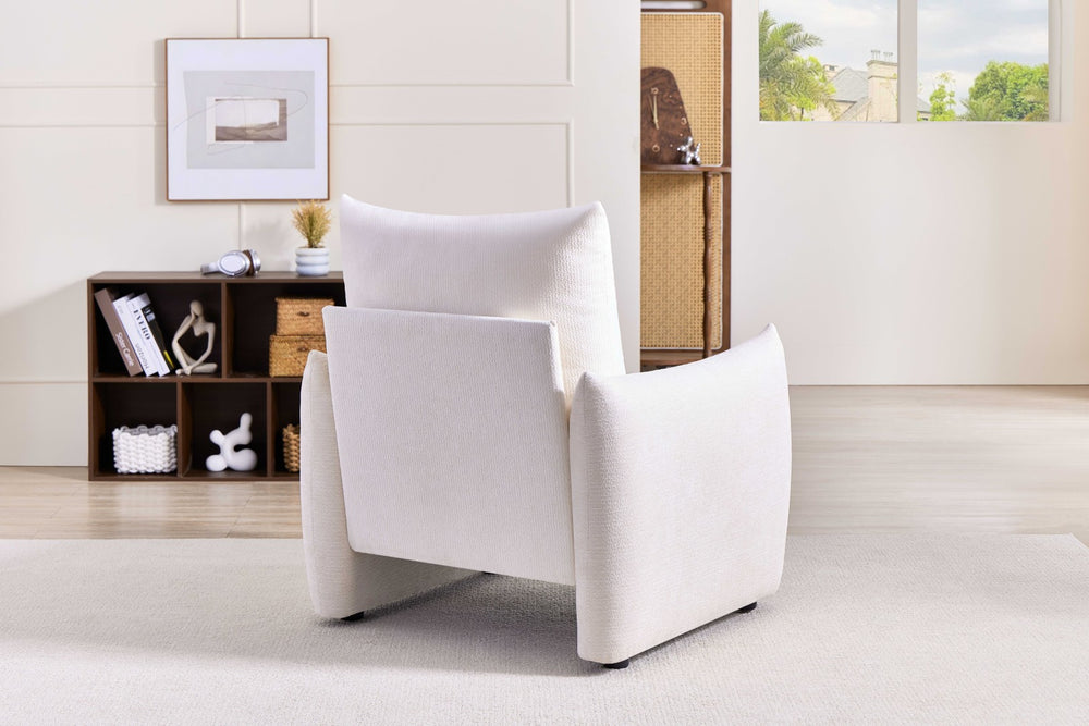 English Elm Modern Chenille Accent Chair Oversized Plush Armchair for Bedroom or Living Room Beige W1193P488049